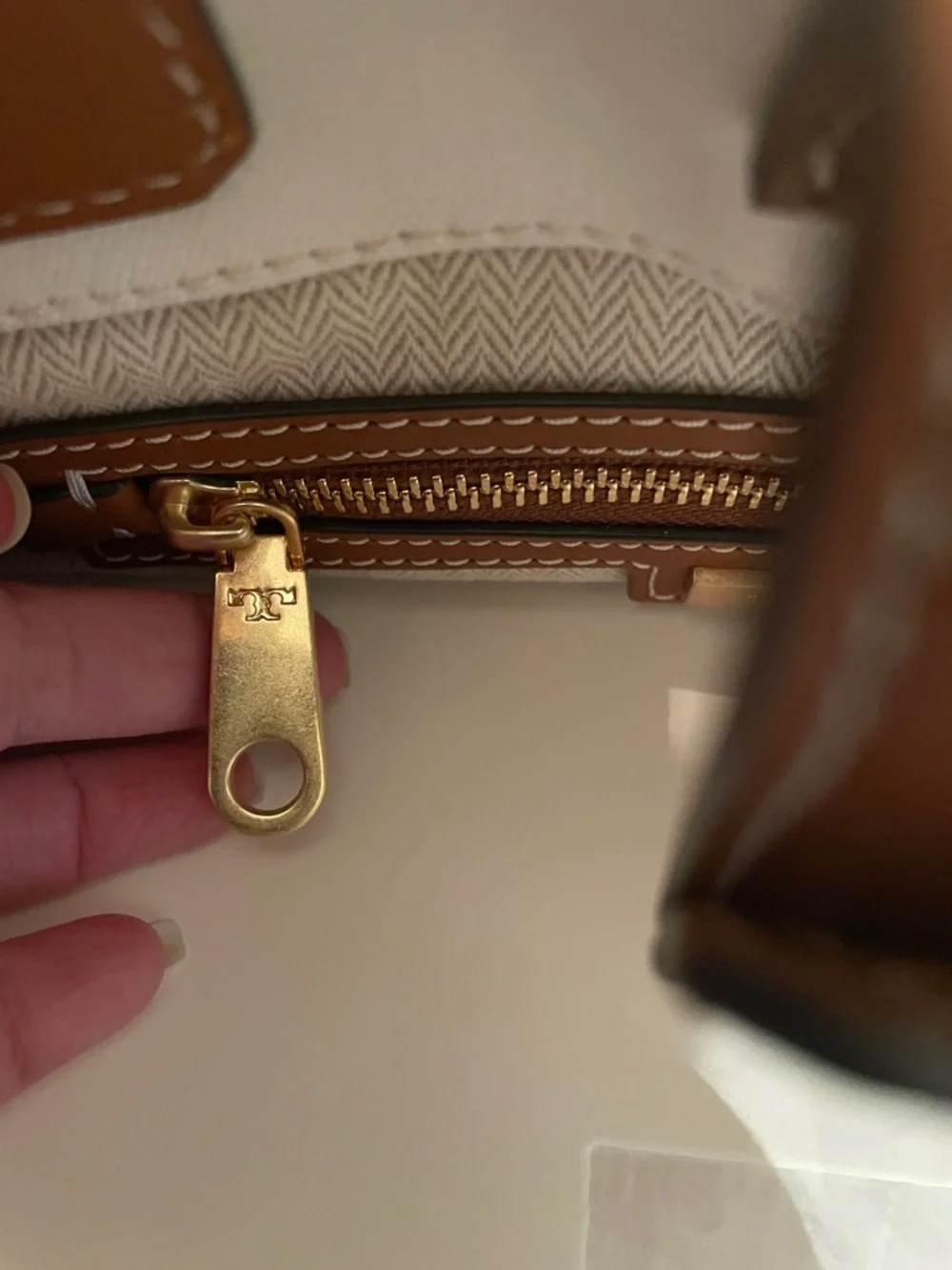 Tory Burch Ella Floral & Bird Canvas Tote cream with Brown‎ Trim